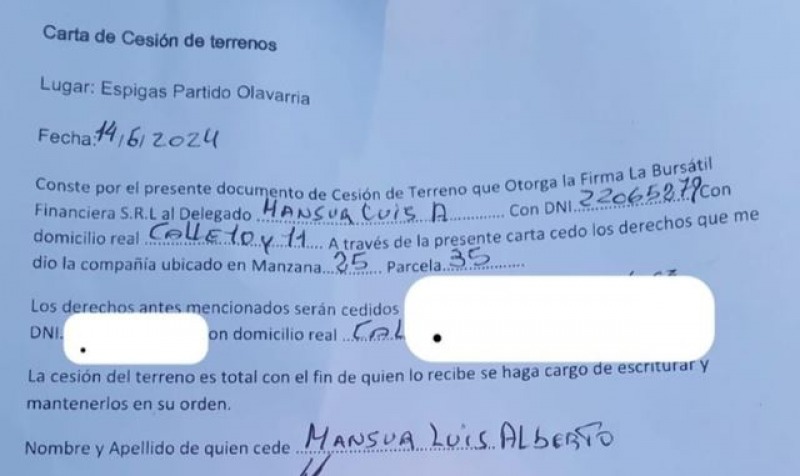 As ceda los terrenos el ex delegado municipal de Espigas